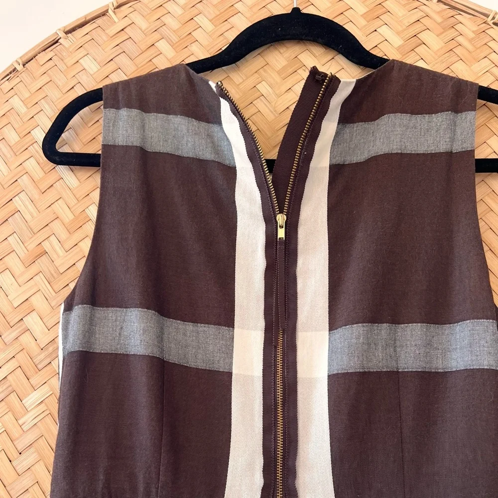 ANTHROPOLOGIE MAEVE BROWN PLEATED FIT & FLARE BEADED NECKLINE IVY‎ LEAGUE DRESS - Picture 11 of 15